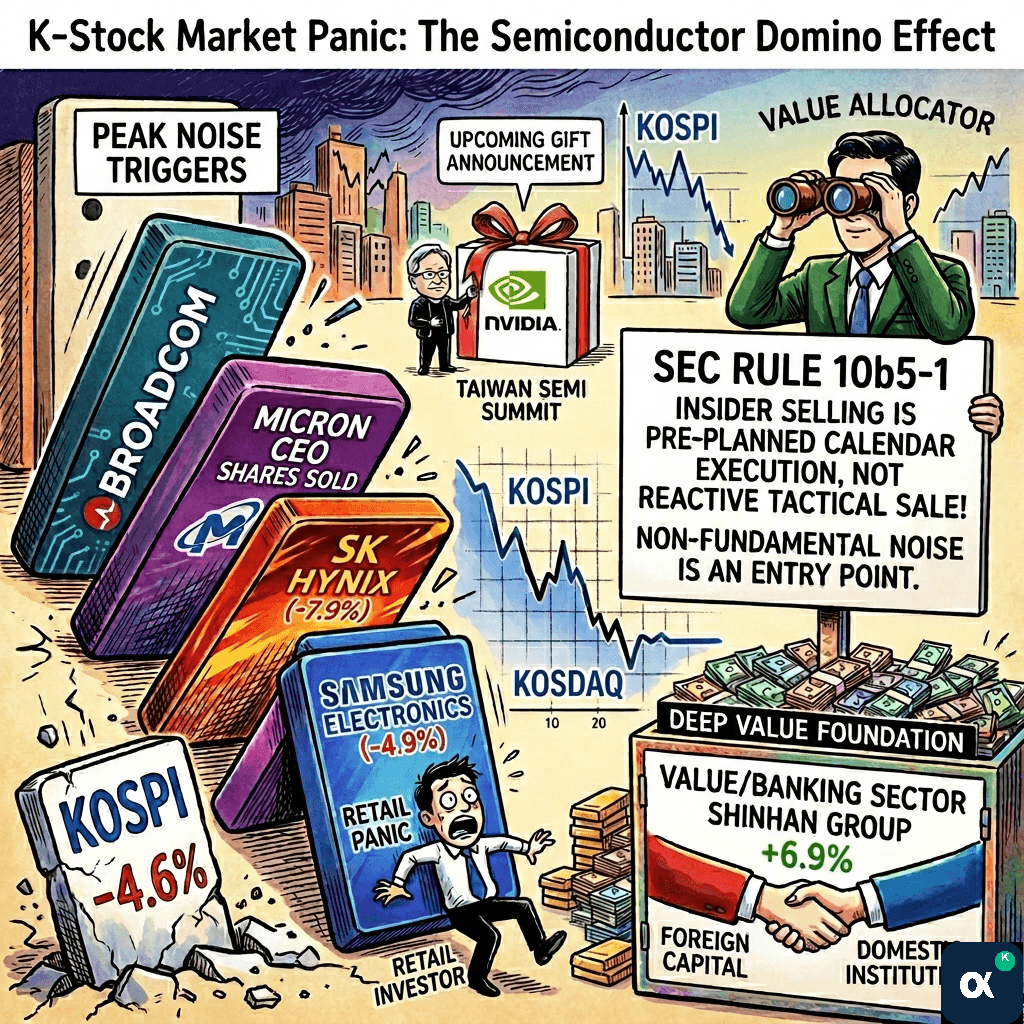Semiconductor Peak Noise Triggers -4.6% KOSPI Panic as KOSDAQ Tests 1,000pt Baseline
